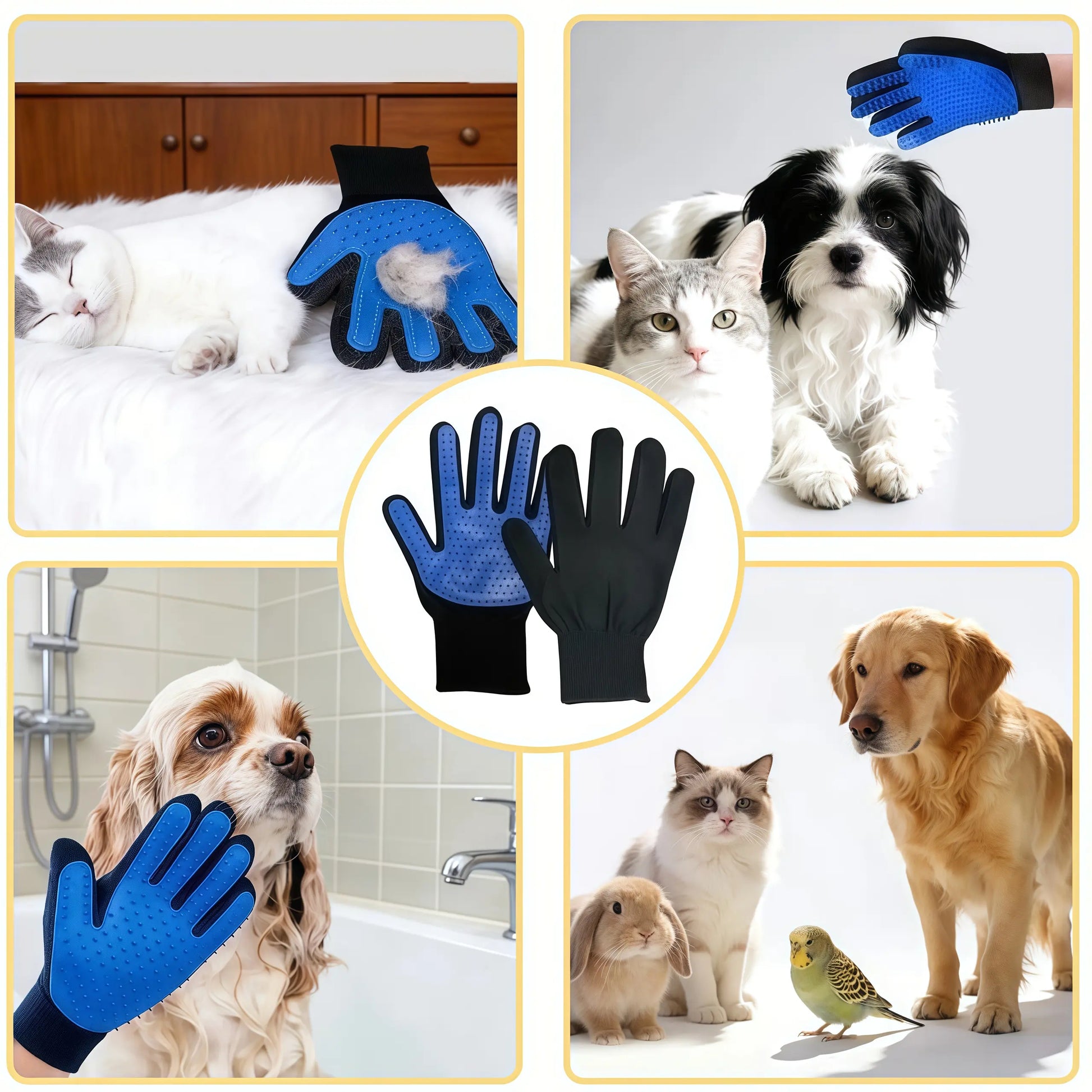 2-In-1 Full-Coverage Pet Hair Remover Glove - Efficient Deshedding & Fur Removal Tool, Massage Mitt for Pets That Boosts Shiny Smooth Coats, Improves Blood Circulation, Reduces Allergens, Home Care Cleaning Supply, Deshedding Tool