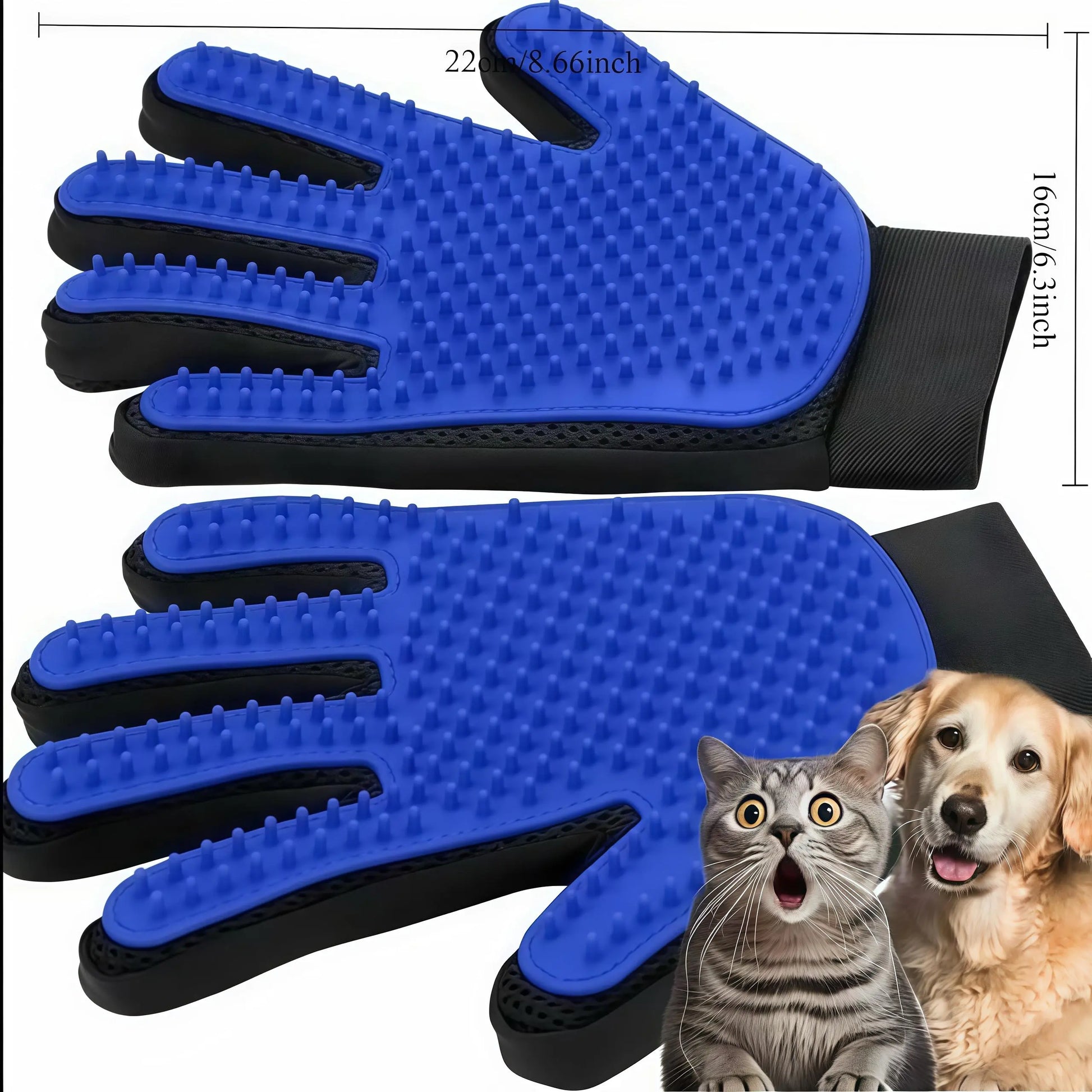 2-In-1 Full-Coverage Pet Hair Remover Glove - Efficient Deshedding & Fur Removal Tool, Massage Mitt for Pets That Boosts Shiny Smooth Coats, Improves Blood Circulation, Reduces Allergens, Home Care Cleaning Supply, Deshedding Tool
