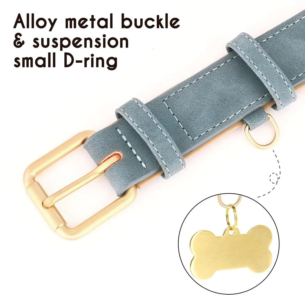 Adjustable Faux Leather Dog Collar and Durable PU Cat Collar for Small, Medium, and Large Pets - Heavy Duty Pet Supplies