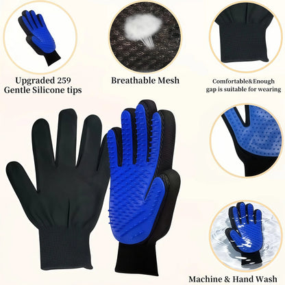 2-In-1 Full-Coverage Pet Hair Remover Glove - Efficient Deshedding & Fur Removal Tool, Massage Mitt for Pets That Boosts Shiny Smooth Coats, Improves Blood Circulation, Reduces Allergens, Home Care Cleaning Supply, Deshedding Tool
