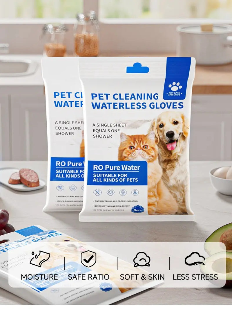 Disposable Grooming Wipes for Dogs & Cats (12Pcs) - Pet Gloves Wipes Natural, Hypoallergenic, No-Rinse Wipes with Fermented Oils for Hair Removal, Sticky Hair Control, Deodorizing, Skin Moisture & Paw Care, Outdoor Use