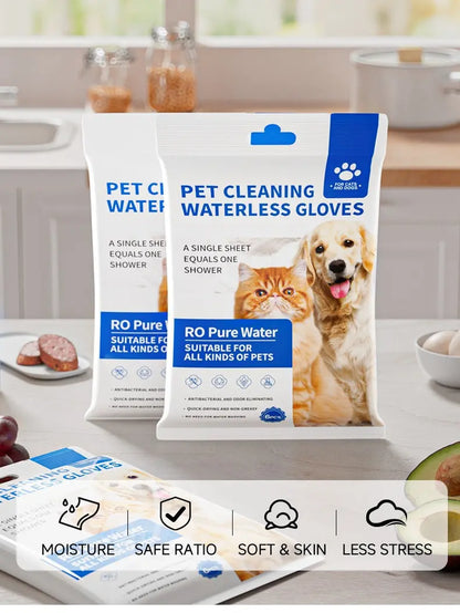 Disposable Grooming Wipes for Dogs & Cats (12Pcs) - Pet Gloves Wipes Natural, Hypoallergenic, No-Rinse Wipes with Fermented Oils for Hair Removal, Sticky Hair Control, Deodorizing, Skin Moisture & Paw Care, Outdoor Use
