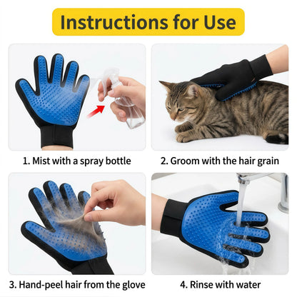 2-In-1 Full-Coverage Pet Hair Remover Glove - Efficient Deshedding & Fur Removal Tool, Massage Mitt for Pets That Boosts Shiny Smooth Coats, Improves Blood Circulation, Reduces Allergens, Home Care Cleaning Supply, Deshedding Tool