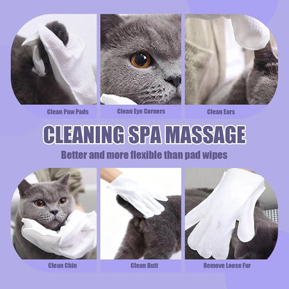 Disposable Grooming Wipes for Dogs & Cats (12Pcs) - Pet Gloves Wipes Natural, Hypoallergenic, No-Rinse Wipes with Fermented Oils for Hair Removal, Sticky Hair Control, Deodorizing, Skin Moisture & Paw Care, Outdoor Use