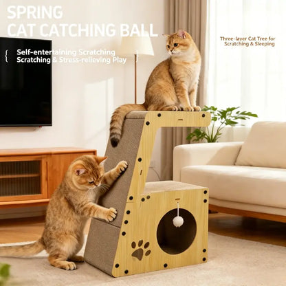 Ideal Choice Wooden Bed Cat Lounge Furniture Modern Pet Furniture Luxury for Cats Indoor Home Use Kitty Bed Cozy Cat House Pet Indoor Cat House Scratching Pad Indoor Kitten Pet Bed House Cat Tree Cat Toys Scratching Board Cat Bed Bowl Corrugated Cardboard