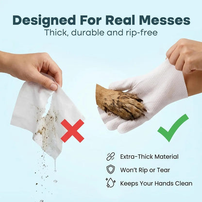 Disposable Grooming Wipes for Dogs & Cats (12Pcs) - Pet Gloves Wipes Natural, Hypoallergenic, No-Rinse Wipes with Fermented Oils for Hair Removal, Sticky Hair Control, Deodorizing, Skin Moisture & Paw Care, Outdoor Use